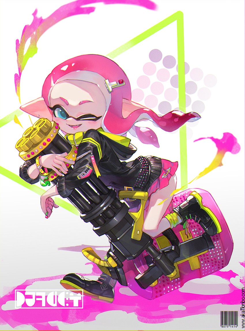 inkling player character and inkling girl (splatoon and 1 more) drawn by aka_tonbo_(lovetow)