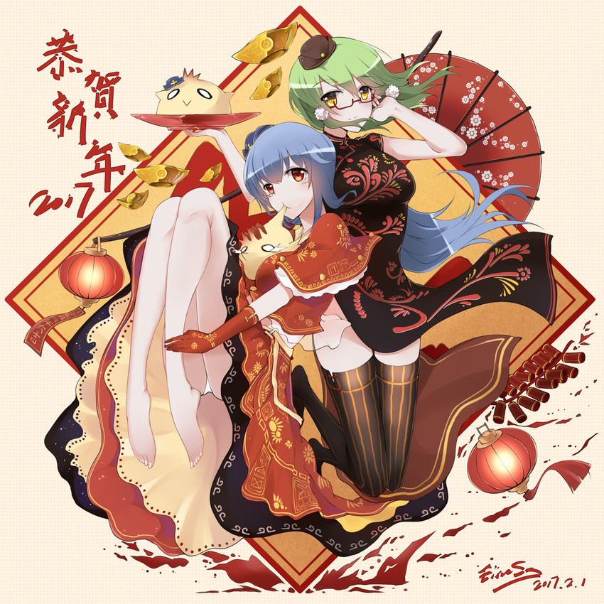 quincy and new orleans (warship girls r) drawn by einess
