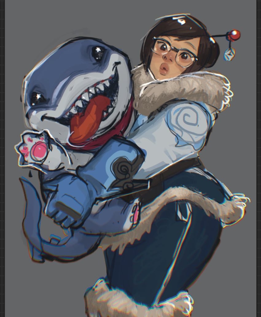 mei and jeff the land shark (marvel and 3 more) drawn by kingazastyles