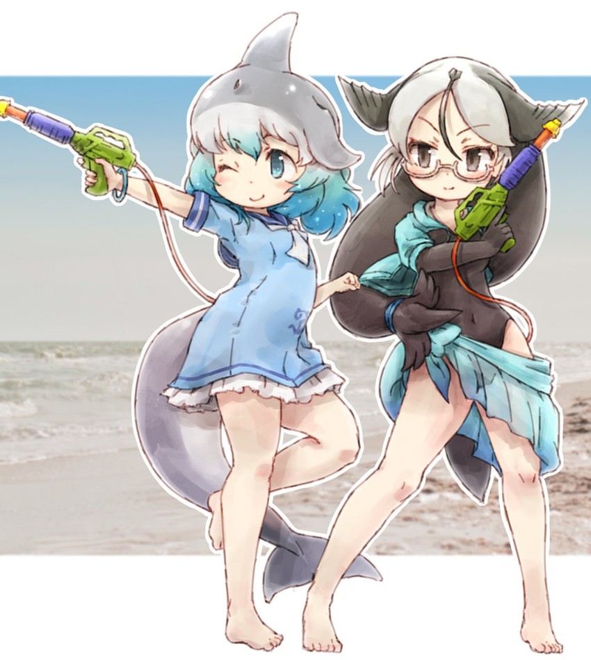 common bottlenose dolphin and california sea lion (kemono friends and 1 more) drawn by kolshica