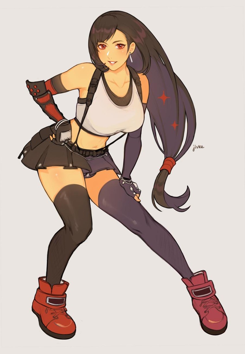 tifa lockhart (final fantasy and 2 more) drawn by jivke