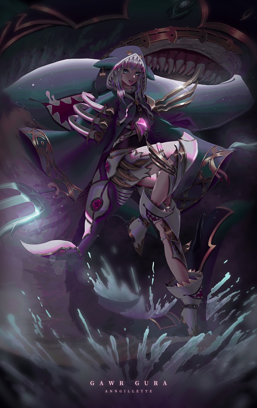 gawr gura (hololive and 1 more) drawn by ann_gillette