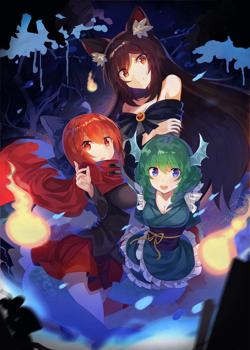 imaizumi kagerou, sekibanki, and wakasagihime (touhou) drawn by falken_(yutozin)
