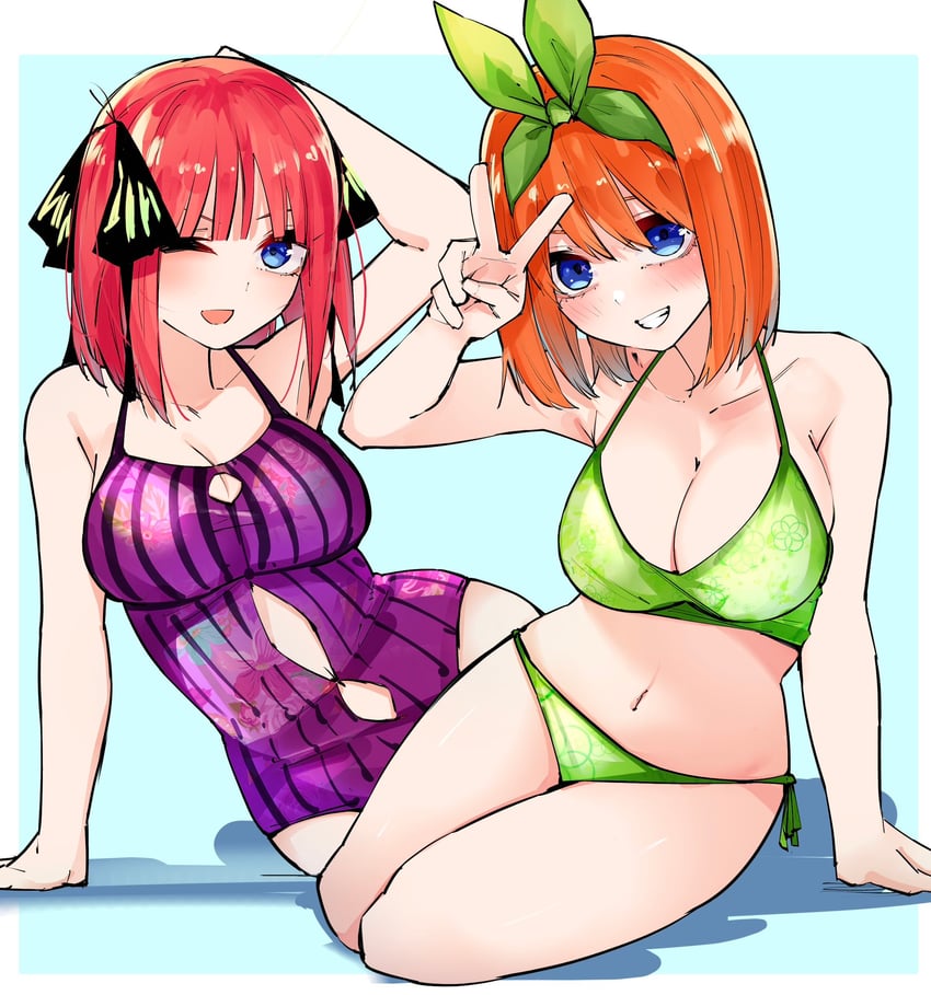 nakano nino and nakano yotsuba (go-toubun no hanayome) drawn by mame1645