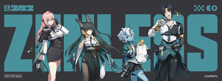 hoshimi miyabi, tsukishiro yanagi, soukaku, and asaba harumasa (zenless zone zero)