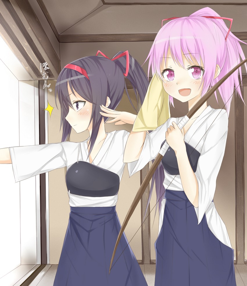 akemi homura and kaname madoka (mahou shoujo madoka magica) drawn by heirou