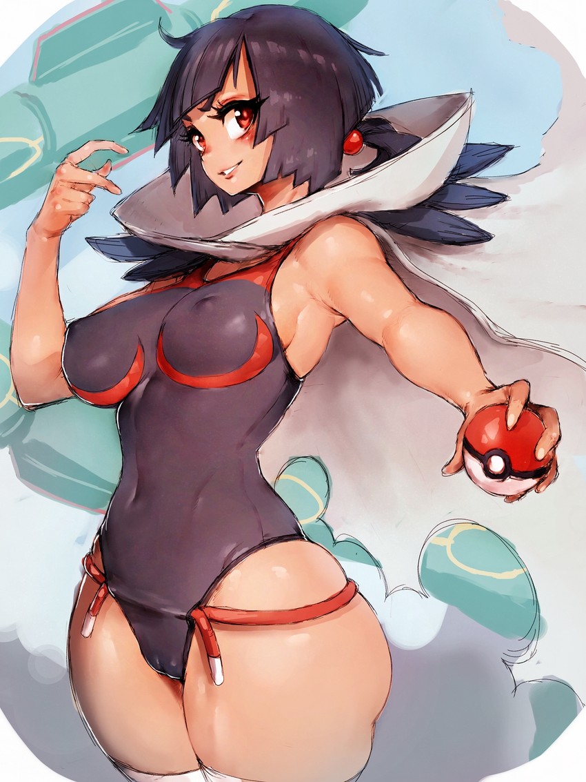 rayquaza and zinnia (pokemon and 1 more) drawn by fumio_(rsqkr)