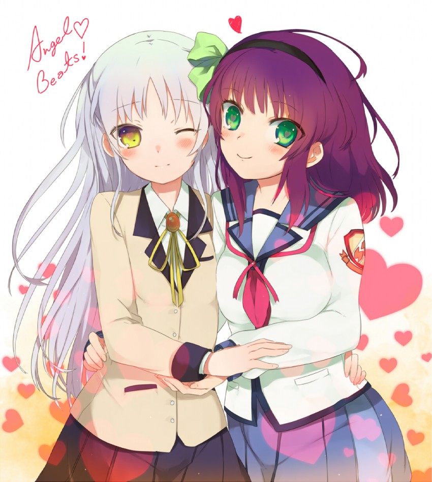 tachibana kanade and nakamura yuri (angel beats!) drawn by kippu