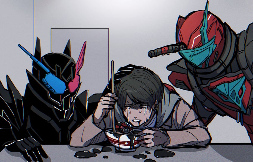 kamen rider build, kiryuu sento, and blood stalk (kamen rider and 2 more) drawn by 6429osushi