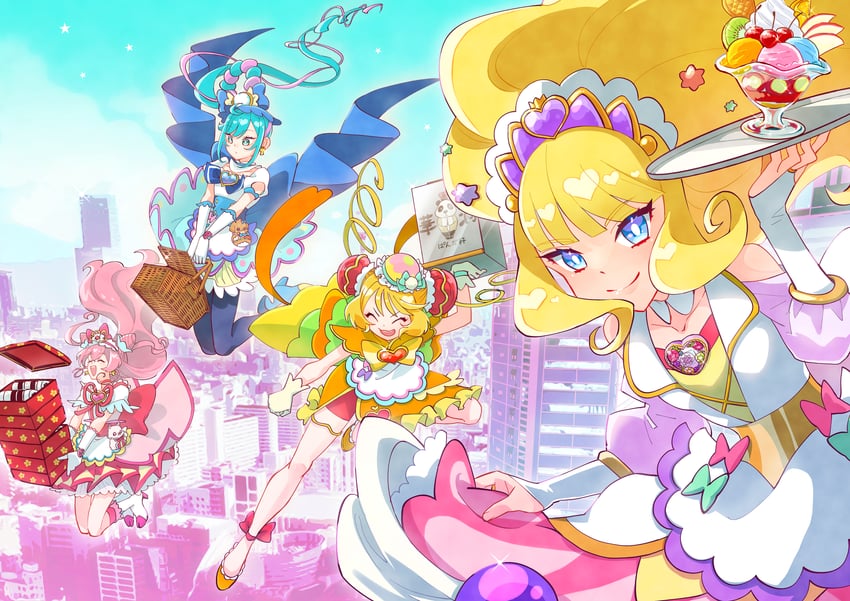nagomi yui, fuwa kokone, kasai amane, hanamichi ran, cure precious, and 5 more (precure and 1 more) drawn by ton_(ton39342104)