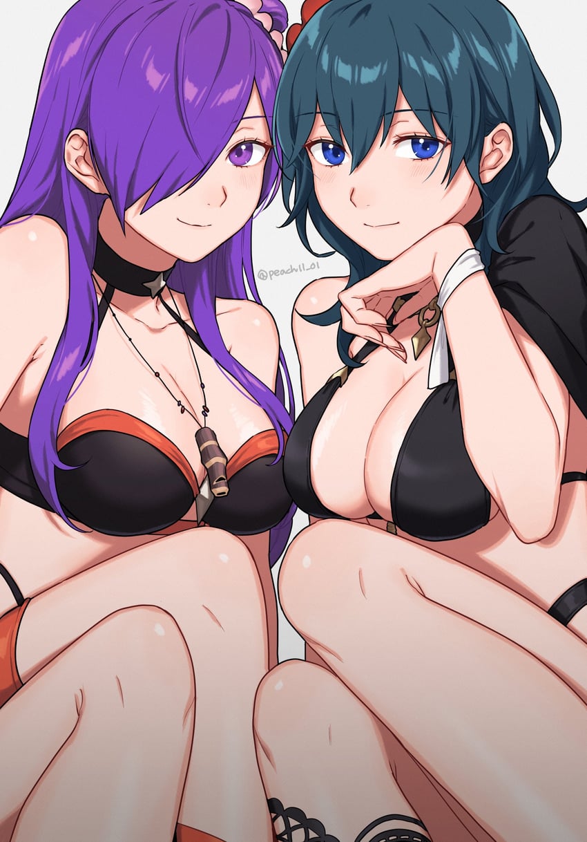 female byleth and female shez (fire emblem and 3 more) drawn by shamu_(peach11_01)