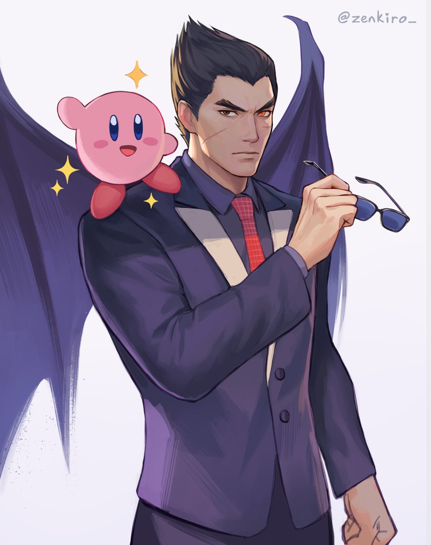 kirby and mishima kazuya (kirby and 2 more) drawn by zenkiro