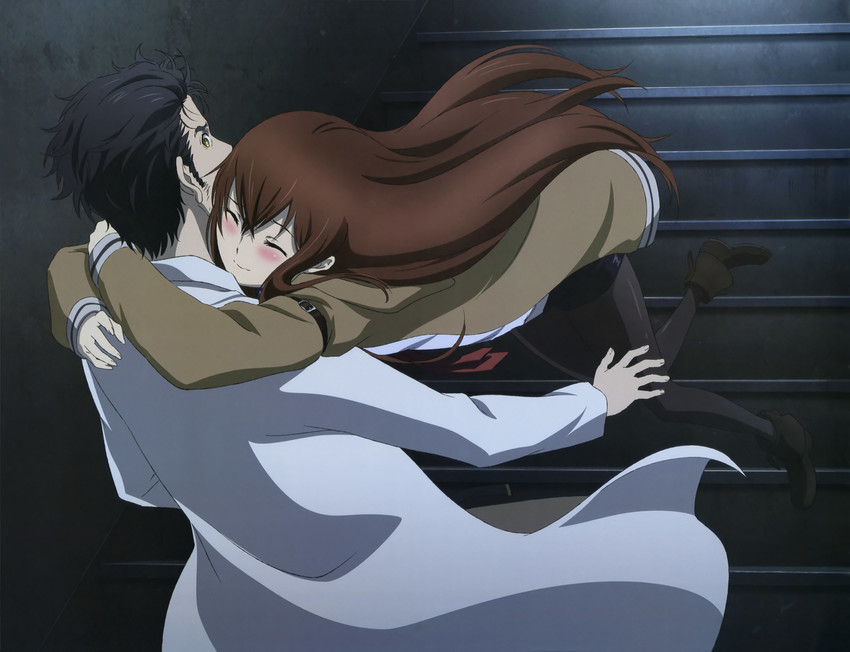 makise kurisu and okabe rintarou (science adventure and 1 more)