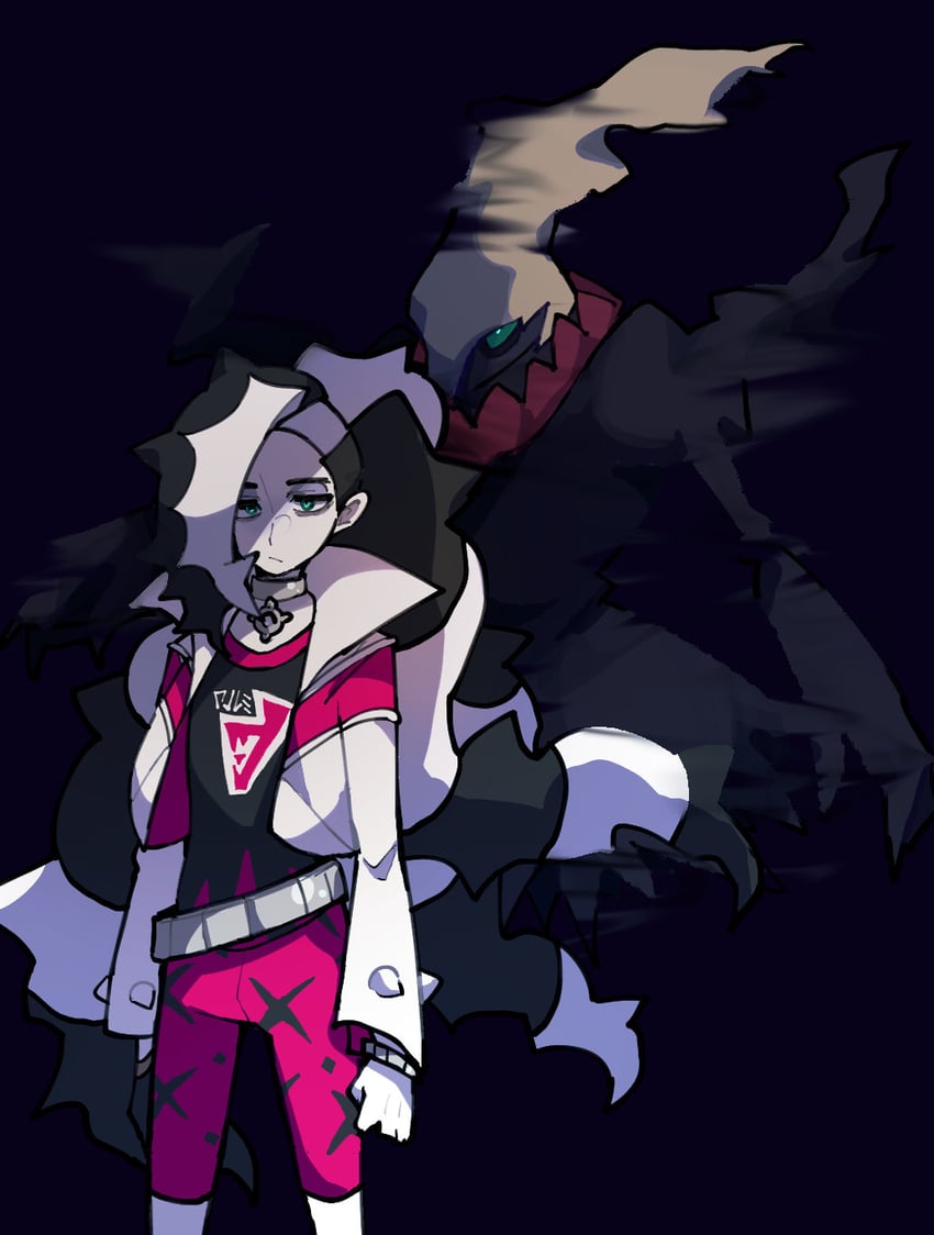 piers and darkrai (pokemon and 1 more) drawn by shiba_dzuke