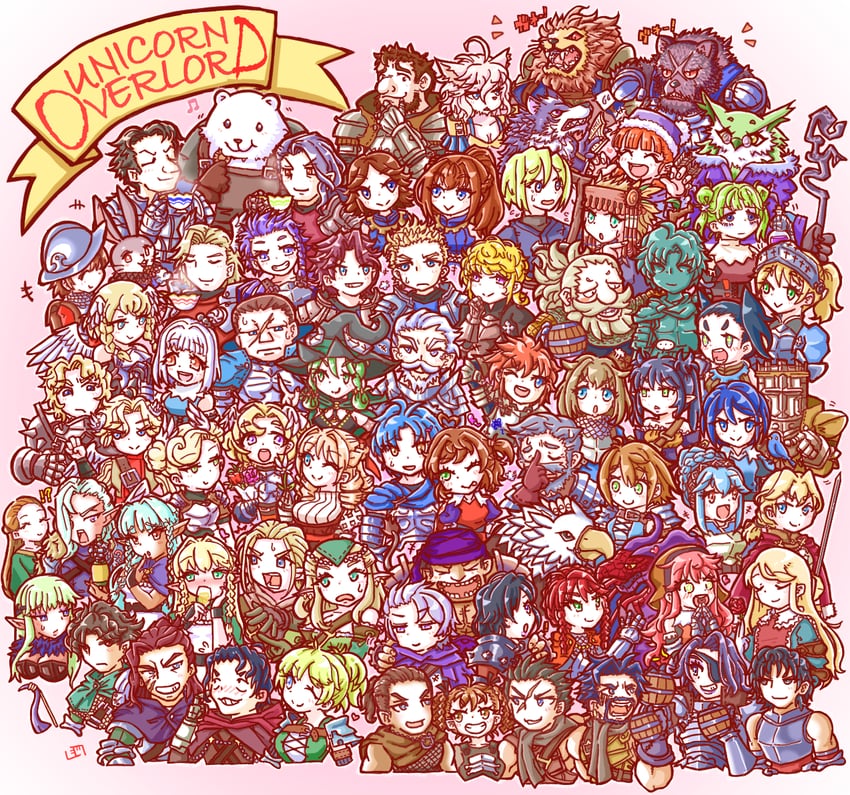 rosalinde, scarlett, alain, eltolinde, yahna, and 58 more (unicorn overlord) drawn by redmagic6