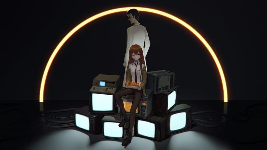 makise kurisu and okabe rintarou (steins;gate) drawn by shupianmao