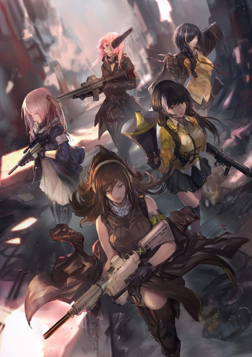 m16a1, m4a1, m4 sopmod ii, st ar-15, and ro635 (girls' frontline) drawn by cglas