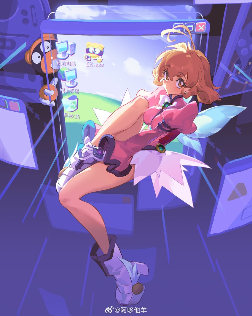 kasuga yui and corrector i.r. (microsoft windows and 3 more) drawn by bravo233