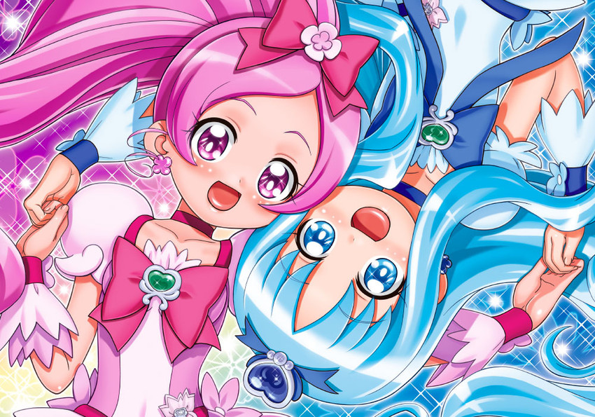 kurumi erika, hanasaki tsubomi, cure marine, and cure blossom (precure and 1 more) drawn by kohsaka_jun