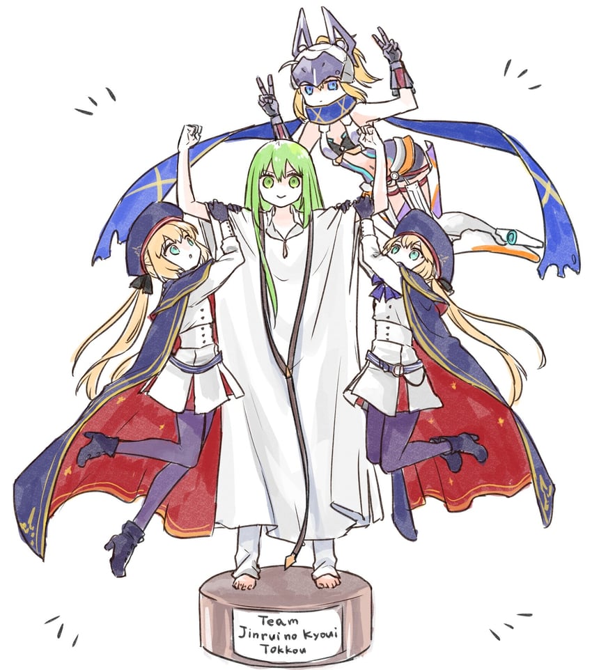 artoria pendragon, artoria caster, mysterious heroine xx, and enkidu (fate and 1 more) drawn by himeko_(nico6v6pachi)