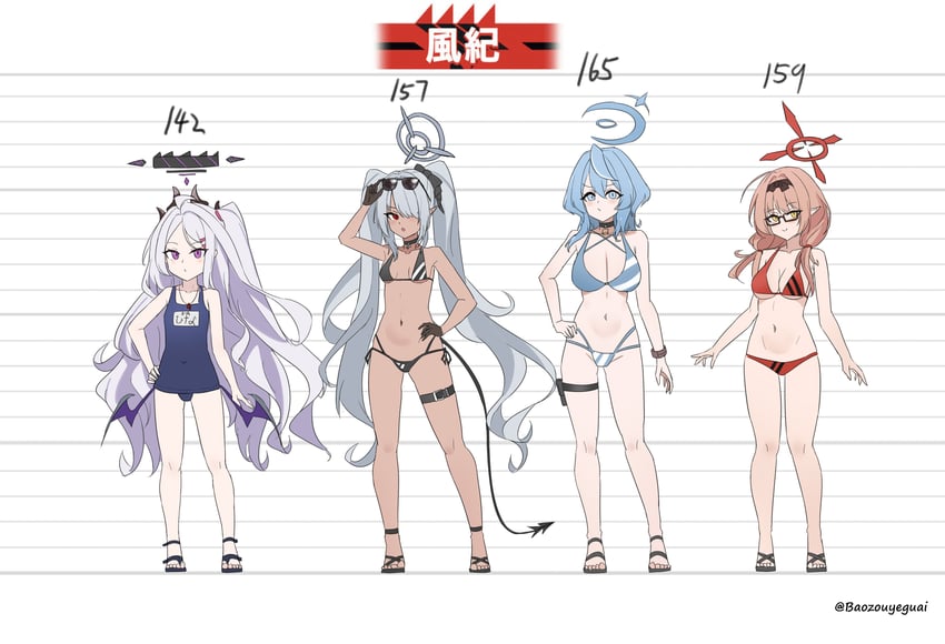 hina, ako, iori, and chinatsu (blue archive) drawn by baozouyeguai