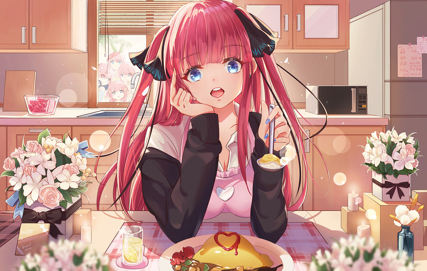 nakano nino, nakano miku, nakano yotsuba, nakano itsuki, and nakano ichika (go-toubun no hanayome) drawn by naimiaomiaomiaomiao