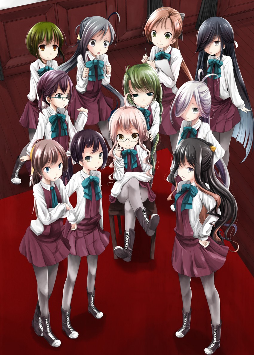 naganami, akigumo, kiyoshimo, makigumo, yuugumo, and 6 more (kantai collection) drawn by kurona