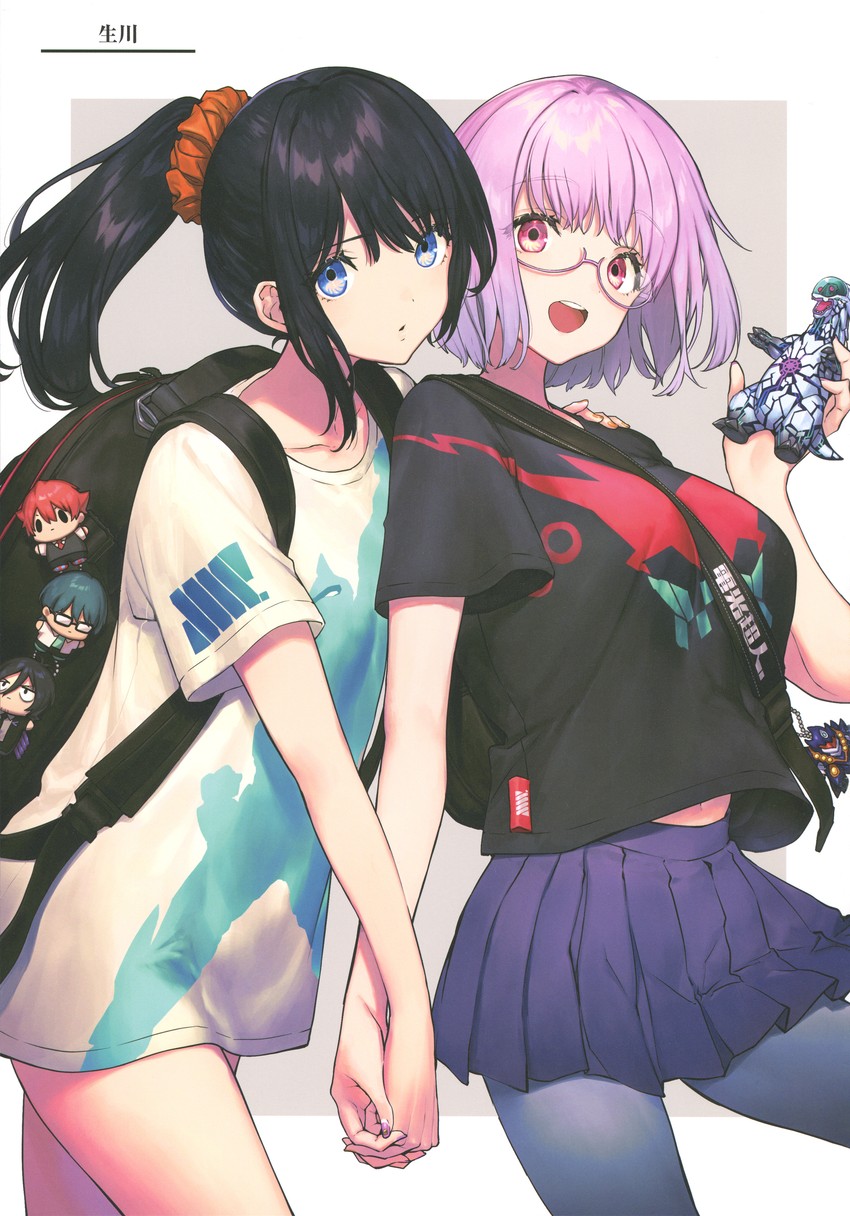 takarada rikka, shinjou akane, hibiki yuuta, anti, utsumi shou, and 2 more (gridman universe and 1 more) drawn by namakawa