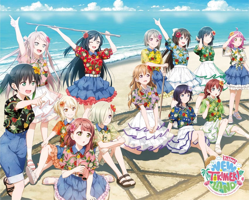 yuki setsuna, uehara ayumu, takasaki yu, osaka shizuku, tennoji rina, and 8 more (love live! and 1 more)