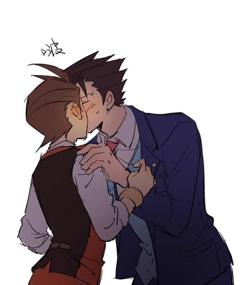 phoenix wright and apollo justice (ace attorney) drawn by kanmi_(kanmiland)