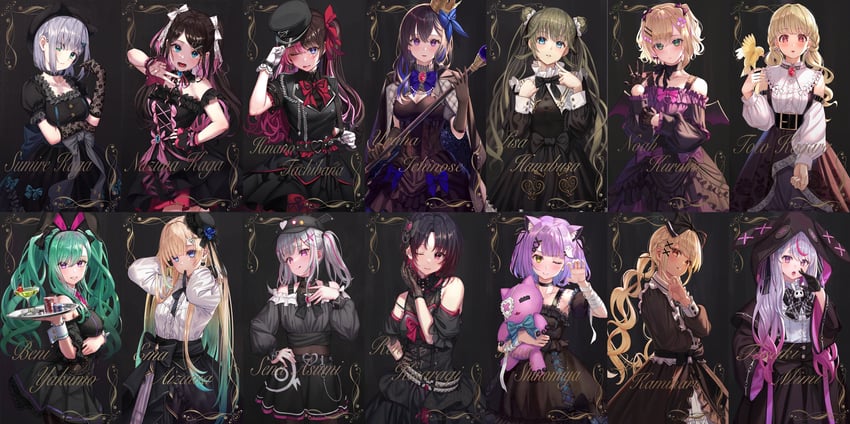 tachibana hinano, ichinose uruha, aizawa ema, yakumo beni, kurumi noah, and 8 more (vspo! and 3 more) drawn by shakkiyi