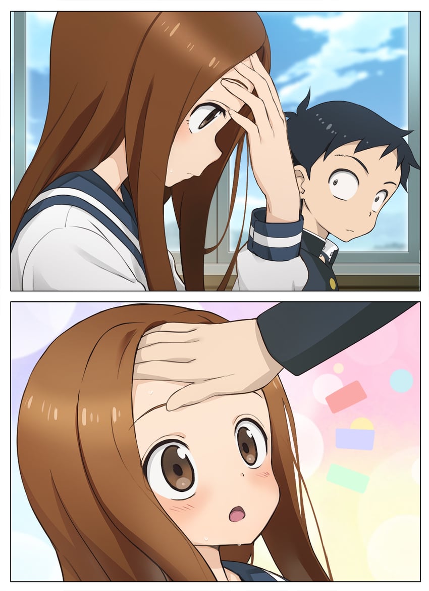 takagi-san and nishikata (karakai jouzu no takagi-san) drawn by nyoro_(nyoronyoro000)