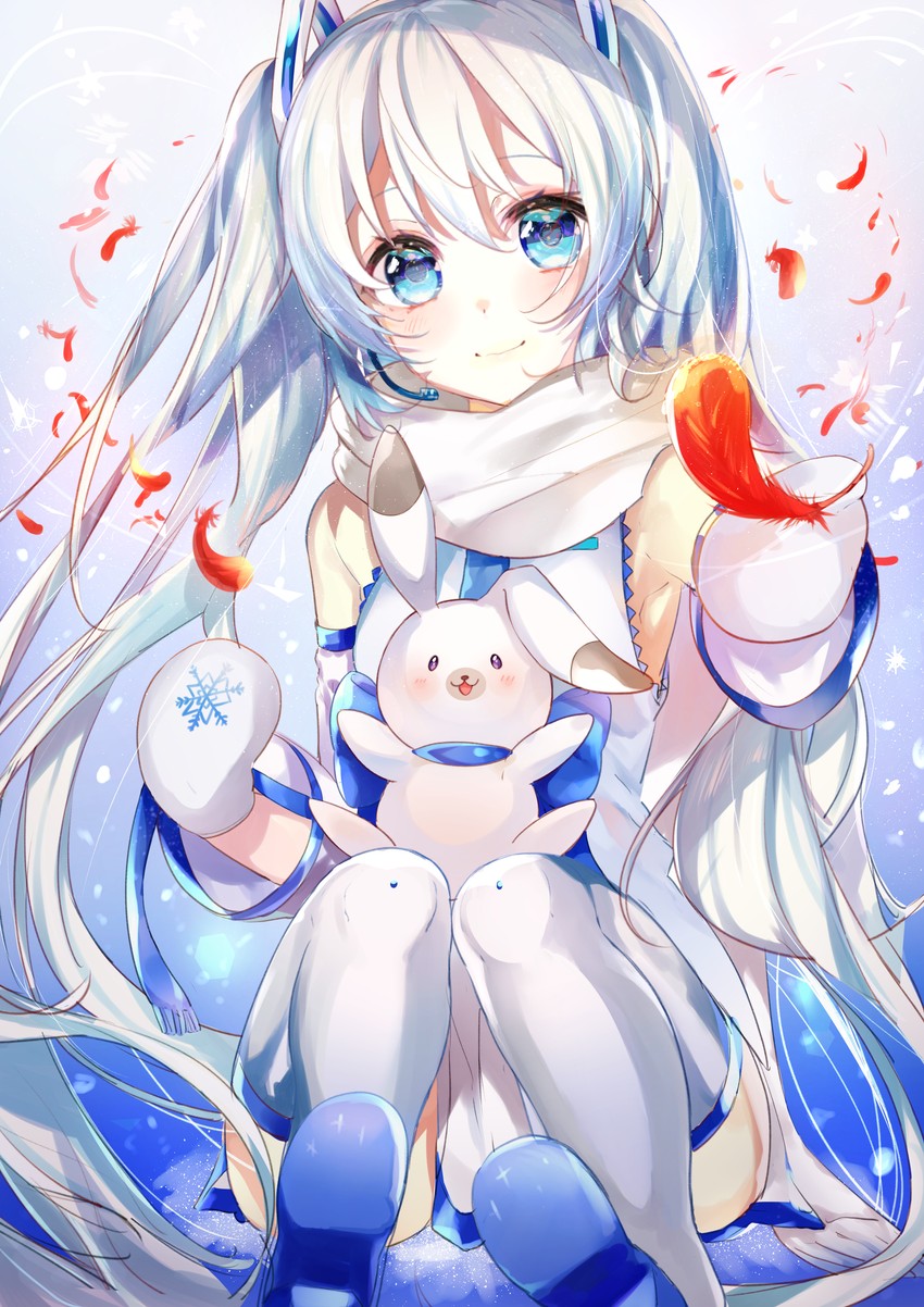 hatsune miku, yuki miku, and rabbit yukine (vocaloid) drawn by tsukasa_(pixiv34617881)