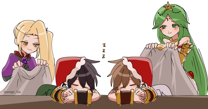 palutena, pit, dark pit, and viridi (kid icarus and 1 more) drawn by onigiri_(onigir_sio)