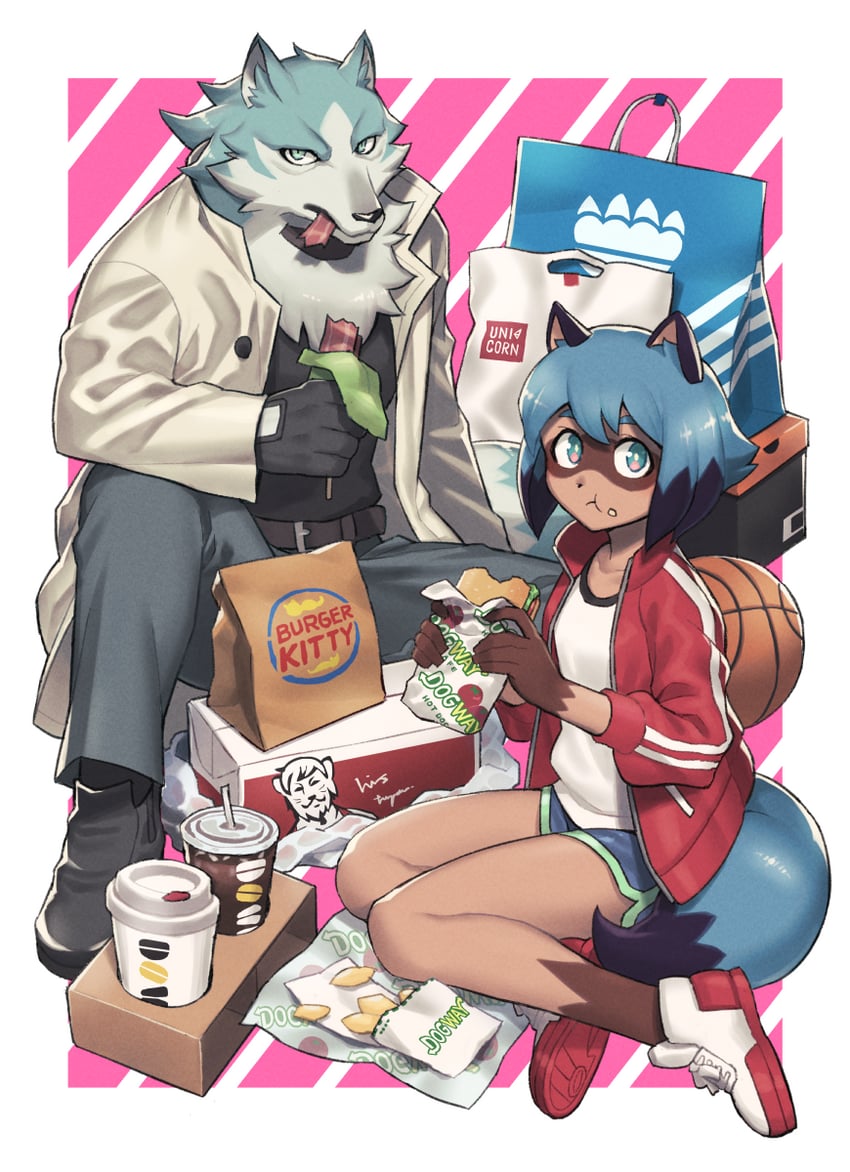 kagemori michiru and ogami shirou (brand new animal and 2 more) drawn by yow