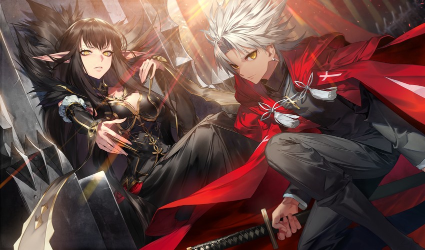 semiramis and amakusa shirou (fate and 1 more) drawn by kodama_(wa-ka-me)