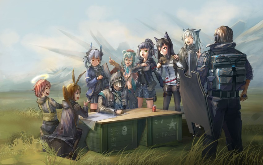 doctor, amiya, texas, lappland, exusiai, and 4 more (arknights and 1 more) drawn by stalin_(artist)