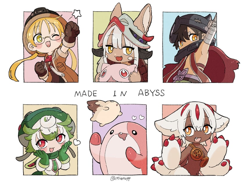 nanachi, reg, faputa, riko, prushka, and 3 more (made in abyss) drawn by kawasemi27