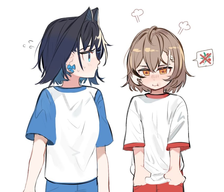 ouro kronii and nanashi mumei (hololive and 1 more) drawn by eus_ing