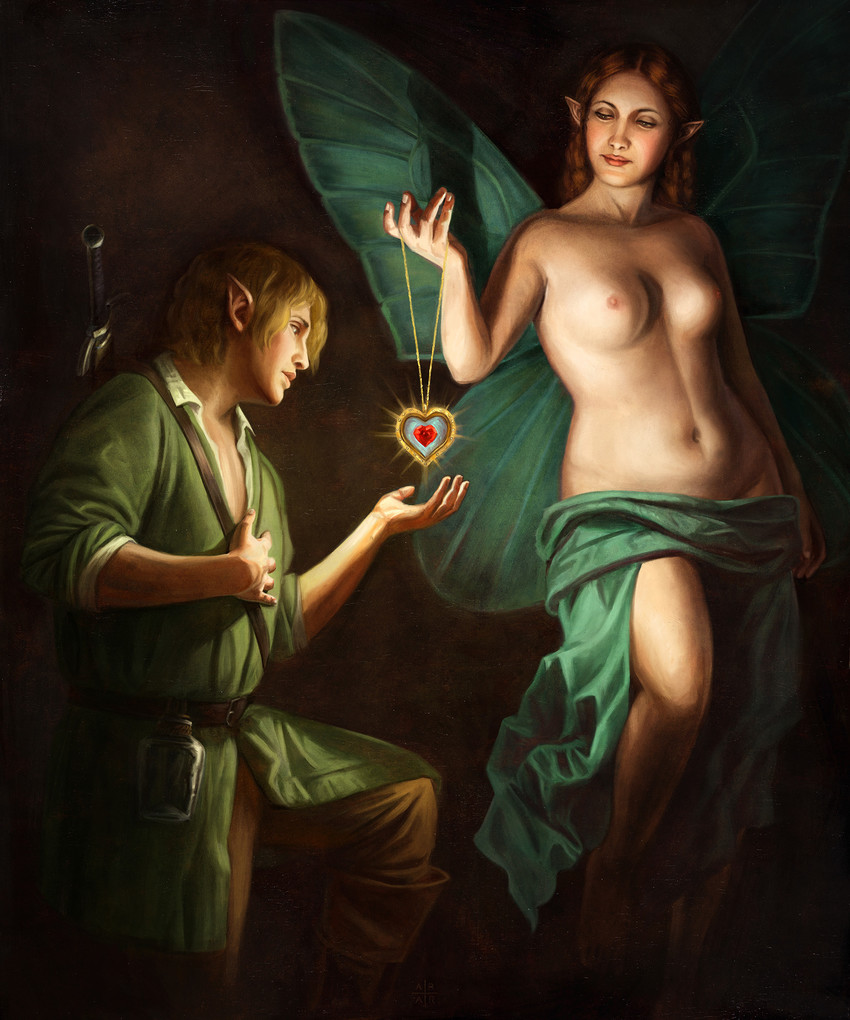 link and great fairy (the legend of zelda) drawn by astor_alexander