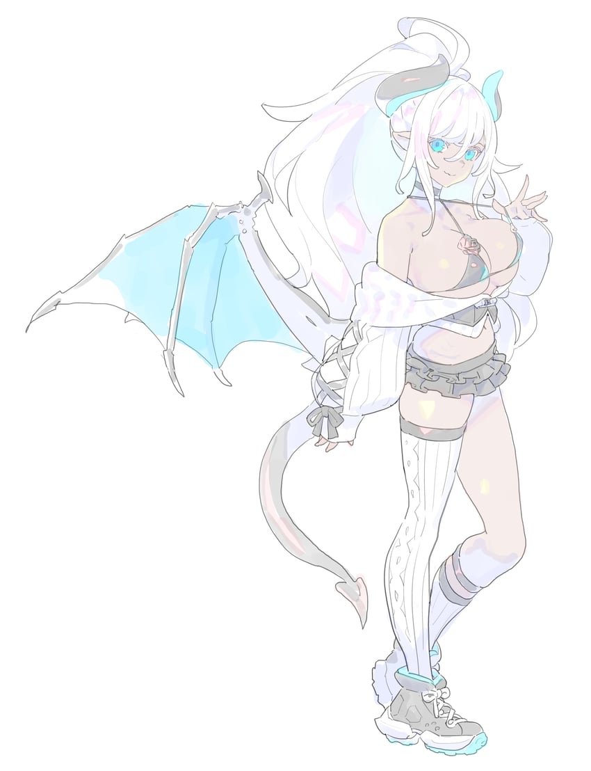 demon girl with ponytail (original) drawn by enkyo_yuuichirou