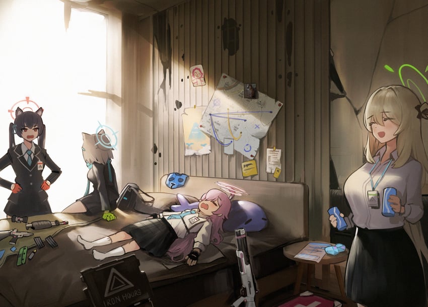 sensei, doodle sensei, shiroko, hoshino, nonomi, and 1 more (blue archive) drawn by tomatoketchup96