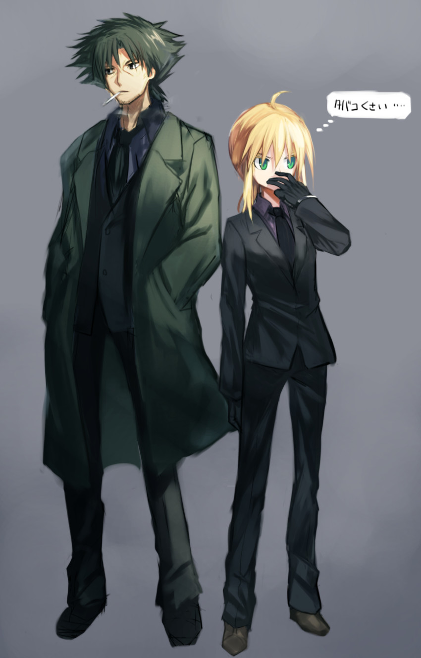 artoria pendragon, saber, and emiya kiritsugu (fate and 2 more) drawn by kokaki_mumose