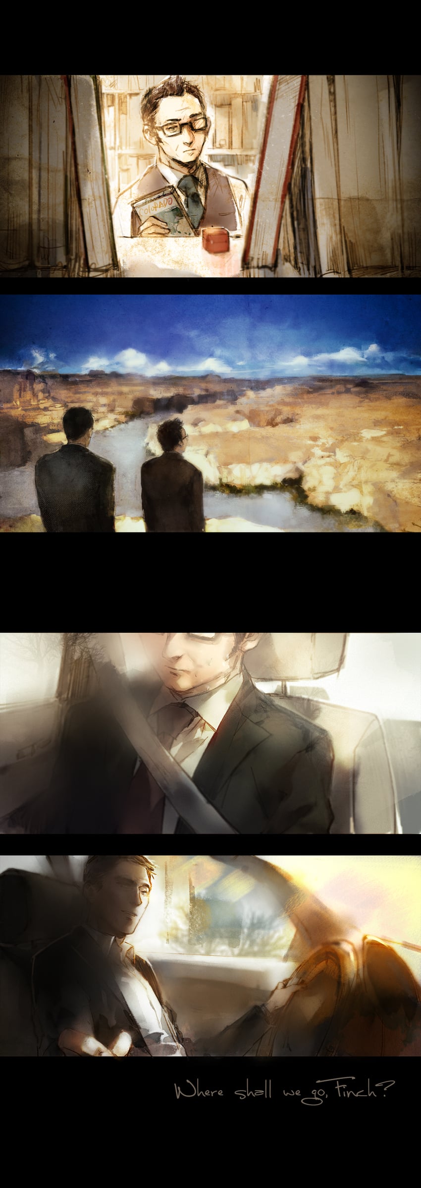 john reese and harold finch (person of interest) drawn by wwwe314