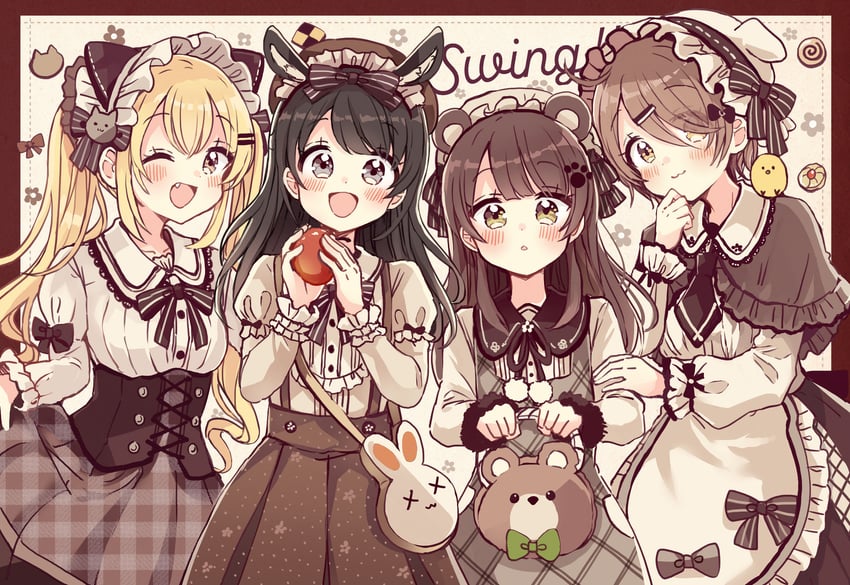 miyasato haruka, okamoto natsuhi, yokomine ibuki, and higuchi kaede (swing!!) drawn by sakura_oriko