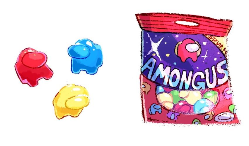 crewmate, yellow, red, blue, purple, and 1 more (among us) drawn by figburn