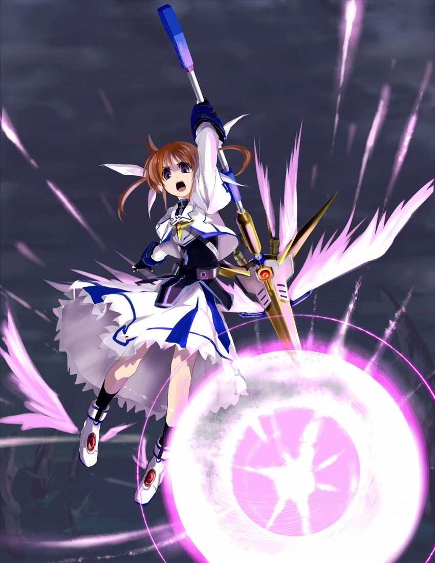 takamachi nanoha and raising heart (lyrical nanoha and 3 more) drawn by wagashi_(okashina)