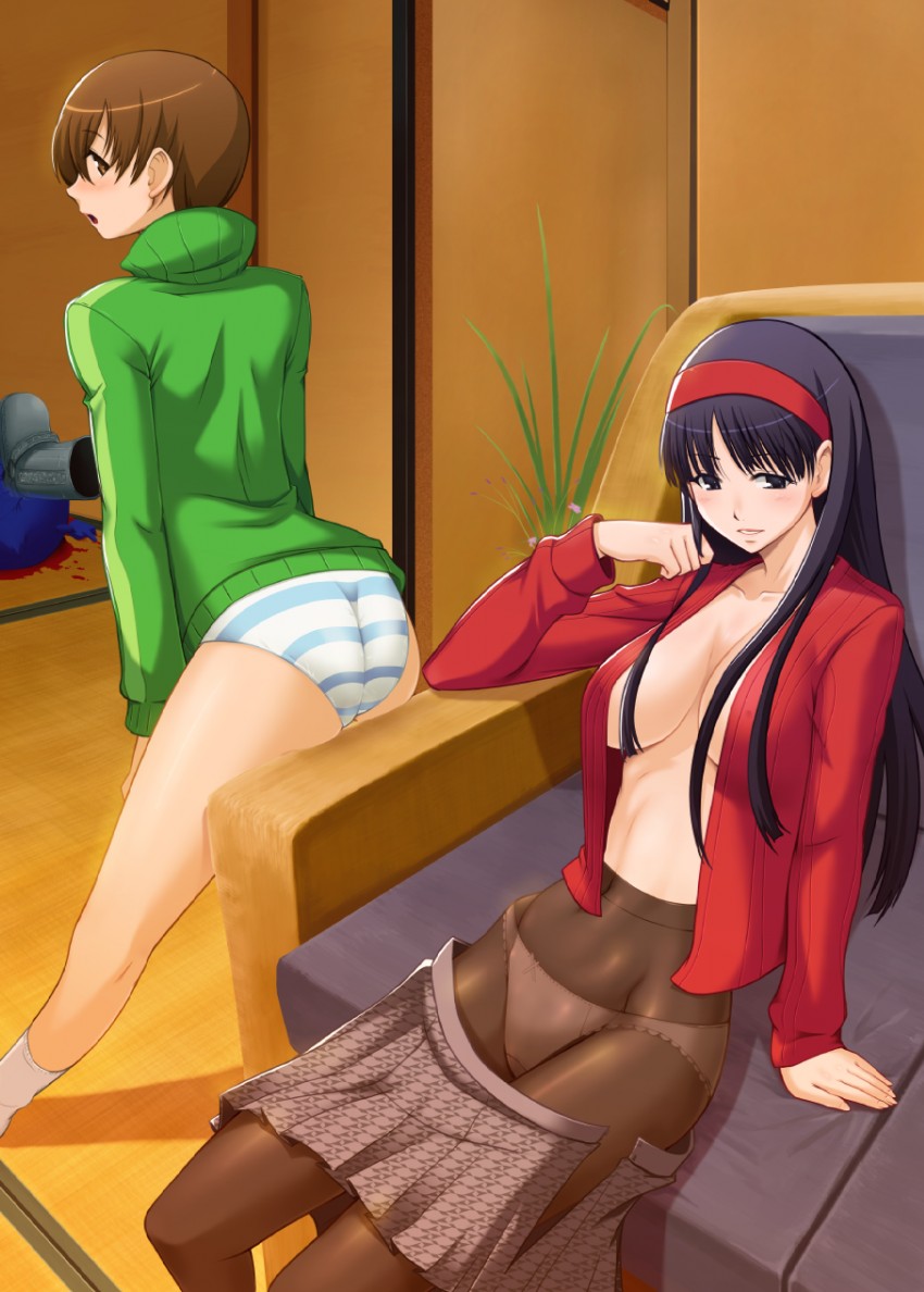 satonaka chie, amagi yukiko, and kuma (persona and 1 more) drawn by taru_neko