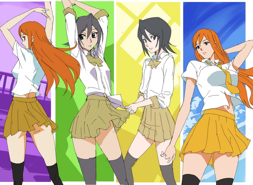 kuchiki rukia and inoue orihime (bleach) drawn by makacoon