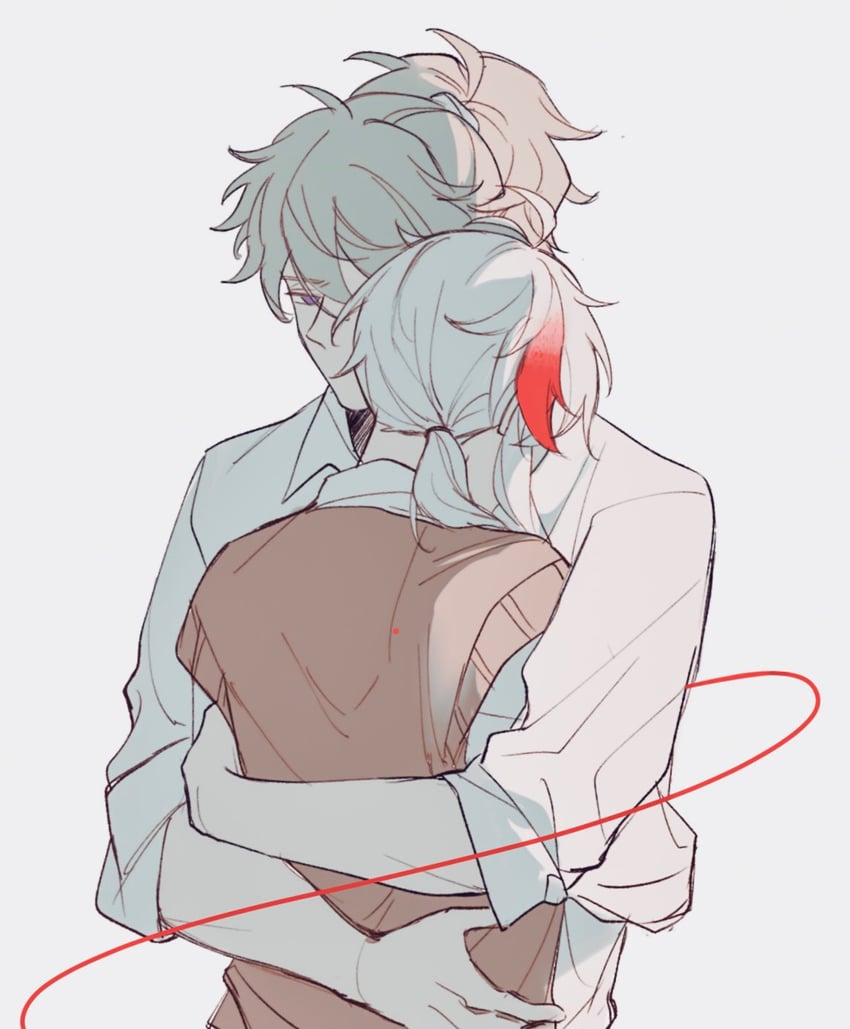 kaedehara kazuha and kazuha's friend (genshin impact) drawn by kuro_lee